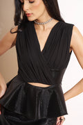 Onyx Pleated Peplum Top