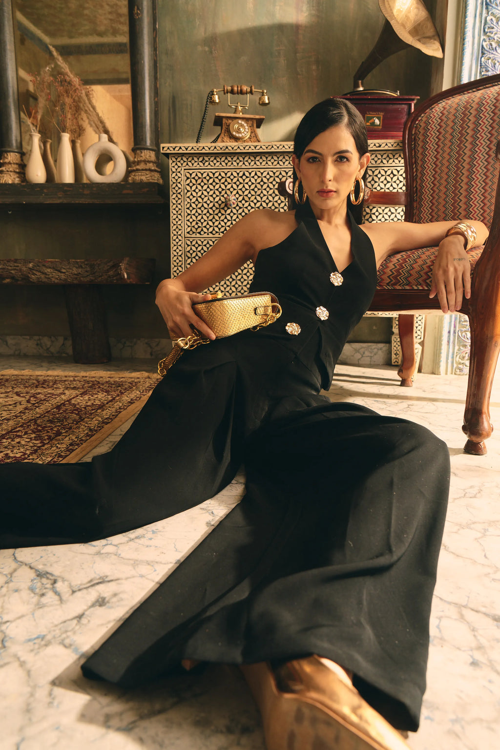 Midnight Box Pleat Pant