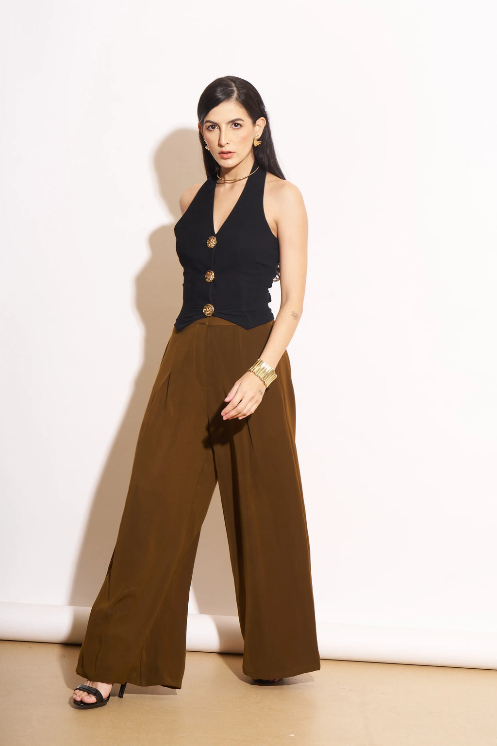 Midnight detailed waistcoat with ochre pants Co-ord Set