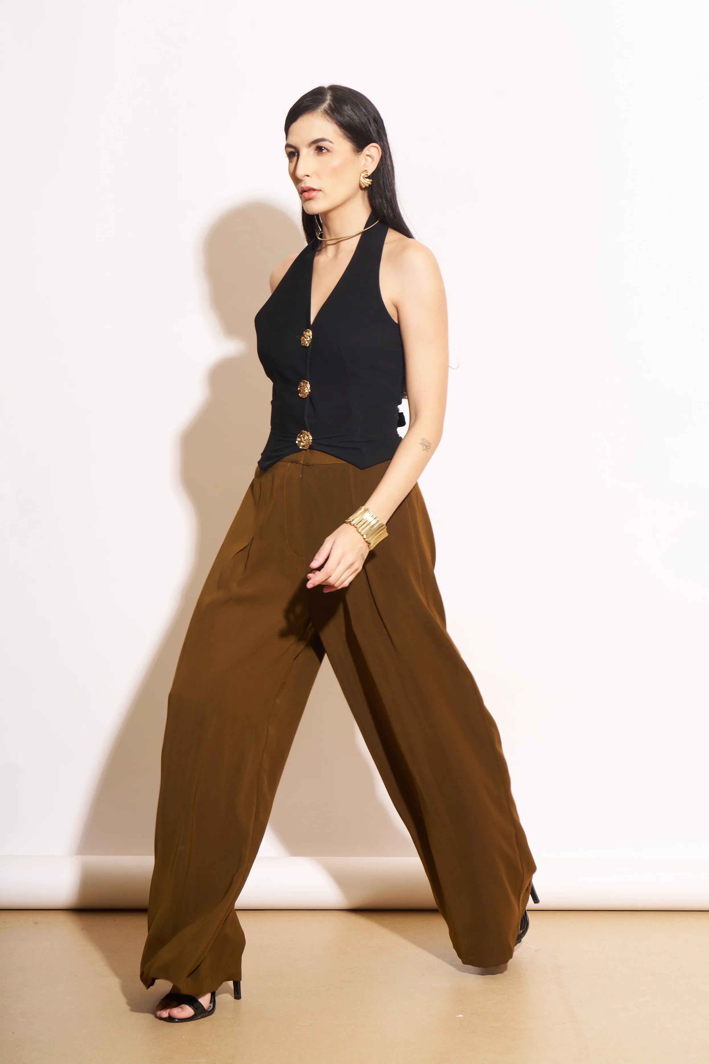 Ochre Box Pleat Pant
