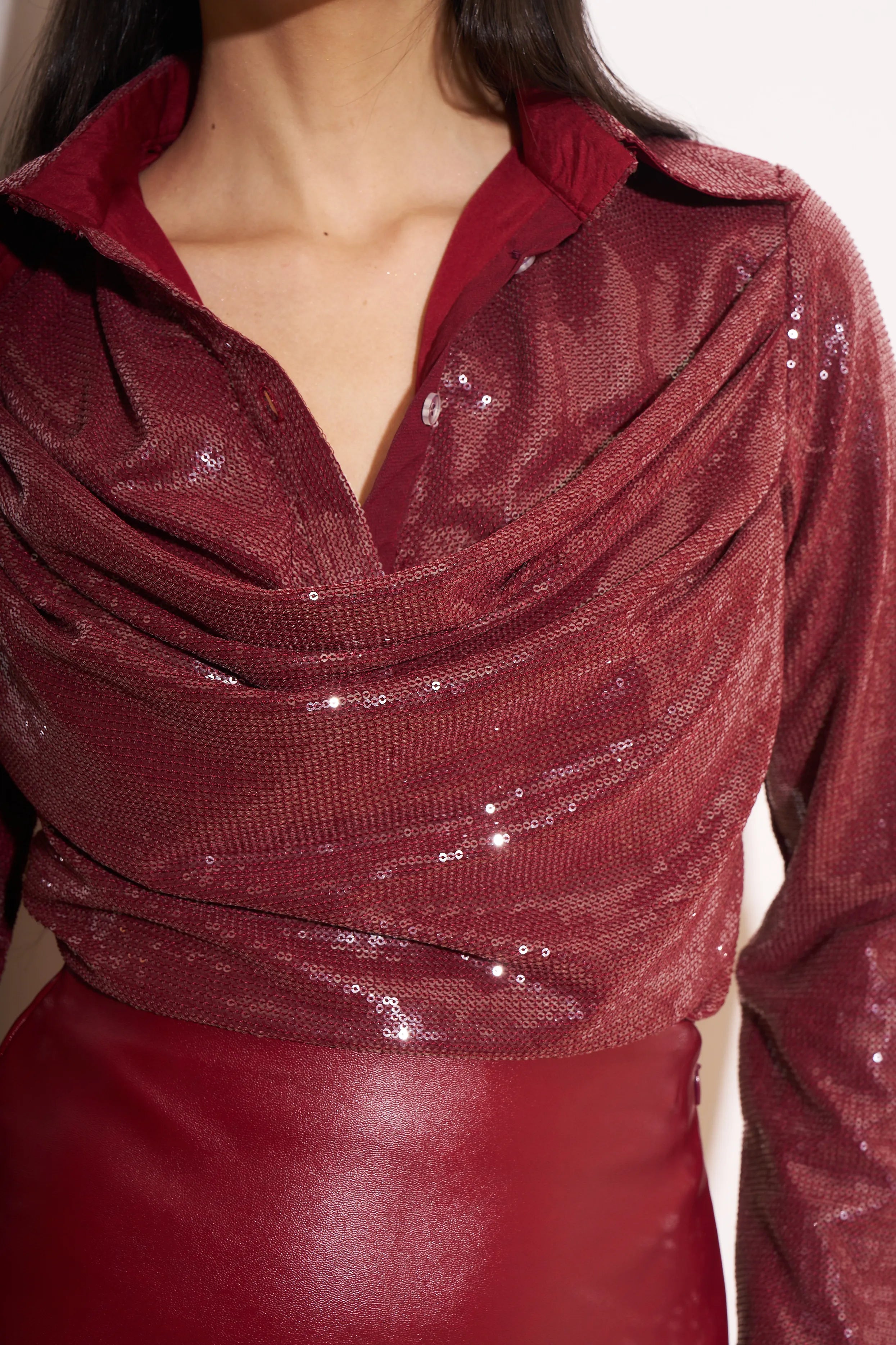 Scarlet Sequins Cowl Top