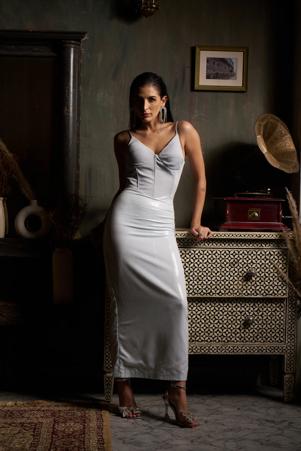Lumière Sage Midi Dress