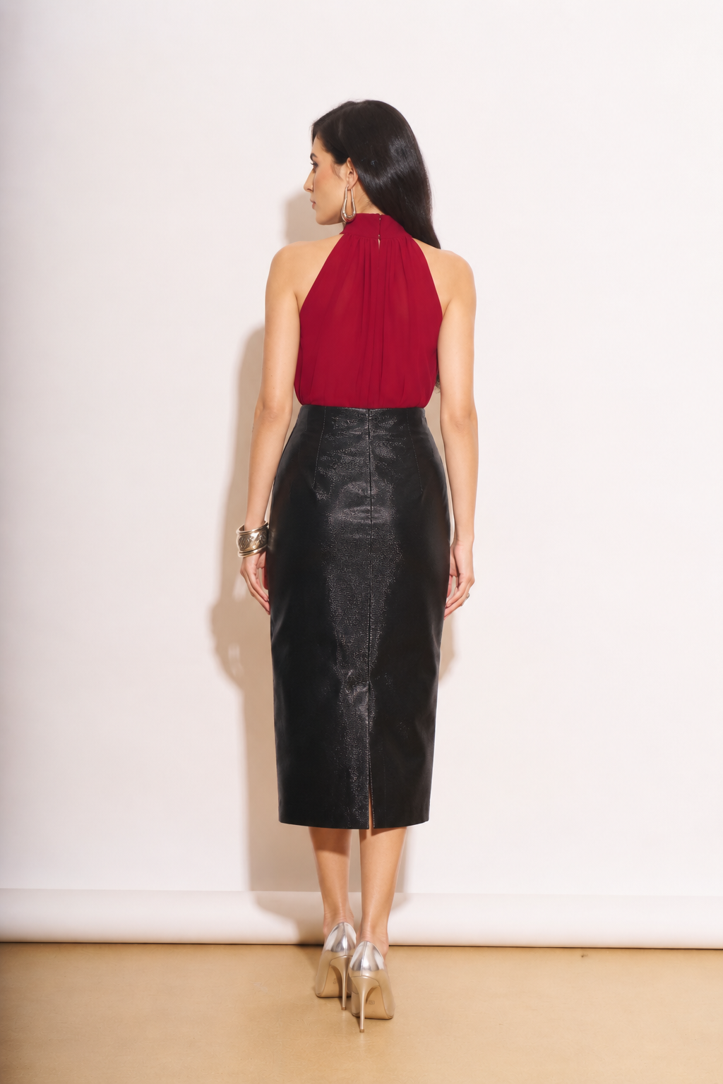 Crimson Pleated Georgette Top