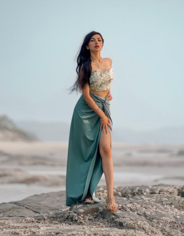Lumiere Blossom Corset Top & Knotted Skirt Co-ord Set
