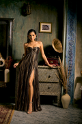 Metallic Draped Maxi Dress